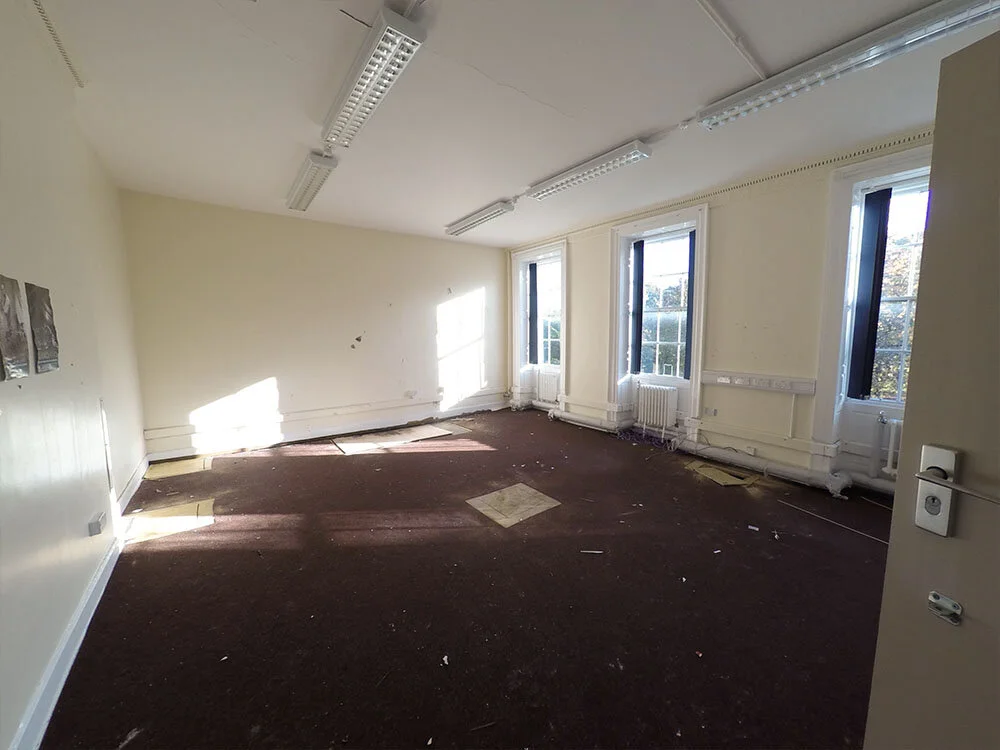 Original sash windows, neglected interior