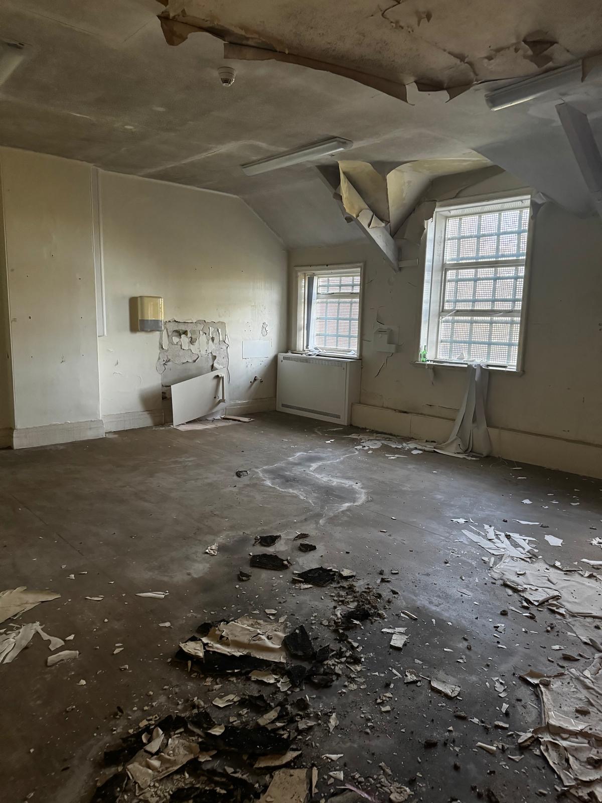 Original sash windows, neglected interior