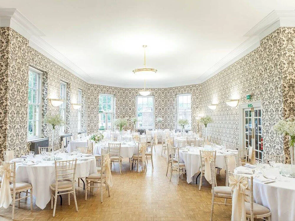 The function room at Wallsend Hall, photographed before restoration works